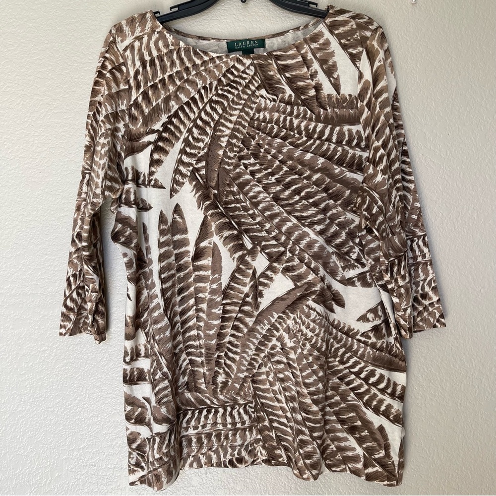 Lauren Ralph Lauren Feather print blouse SZ 1X